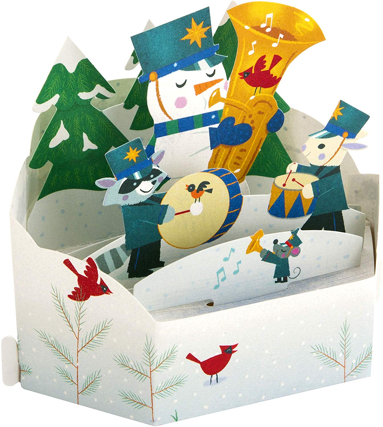 Pop-Up 3D Christmas Card from Hallmark Paper Wonder Festive Marching Band Design 