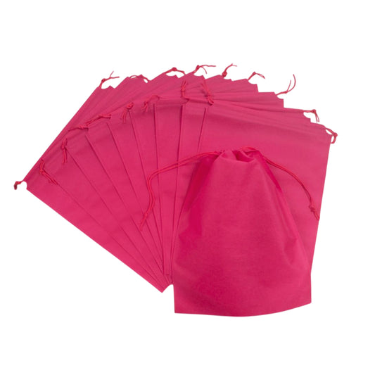Pack of 50 Pink Coloured 32x22cm Non-Woven Drawstring Bags