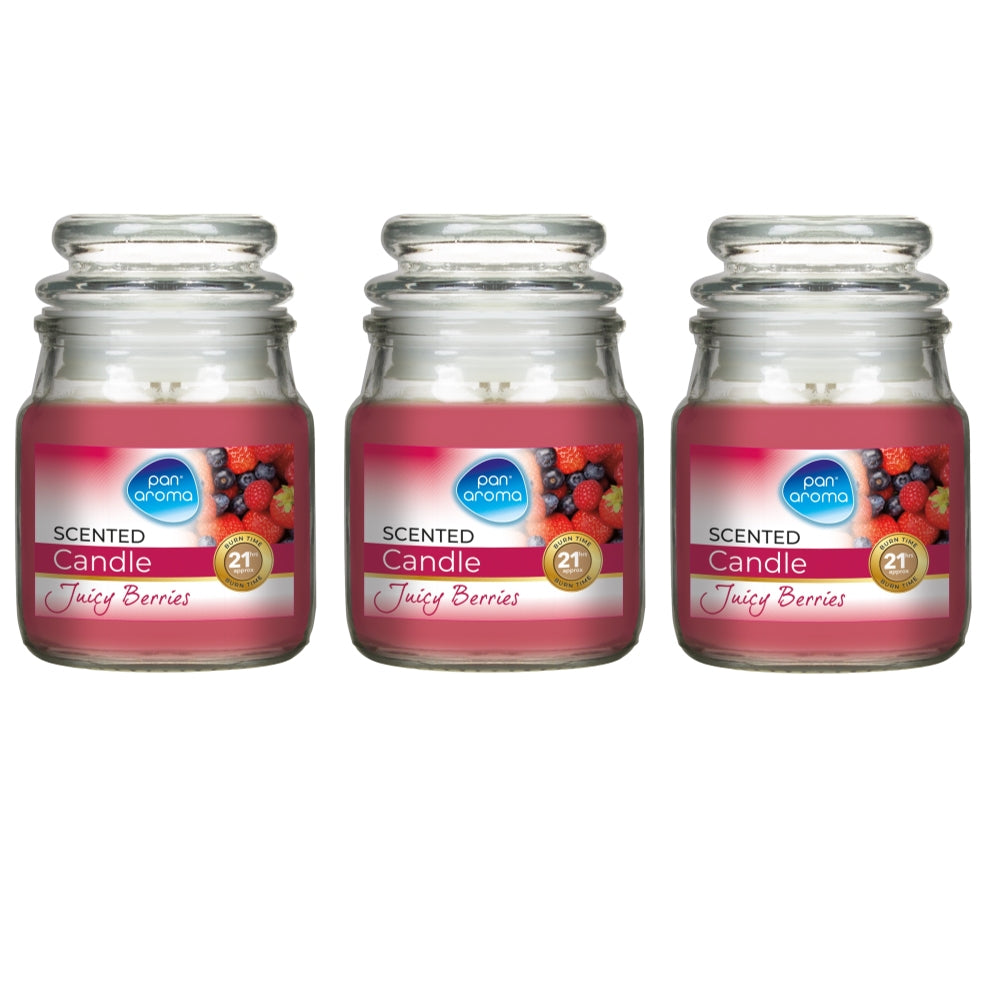 Pack of 3 Pan Aroma Small Jar Candles With Lid - Juicy Berries