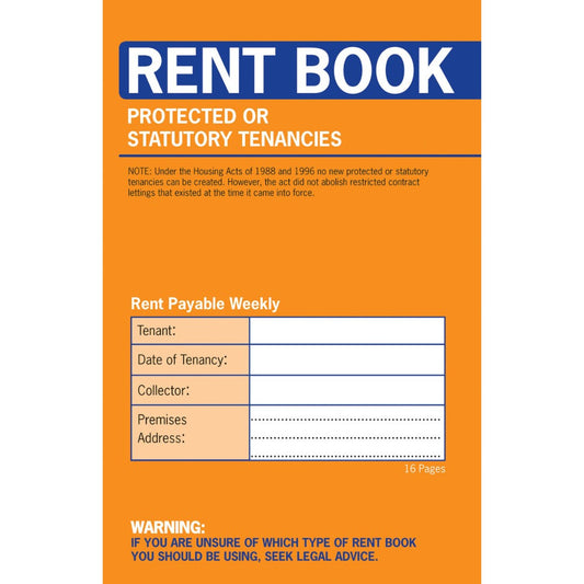 Rent Book 16 Page Protected Or Statutory Tenancies Book
