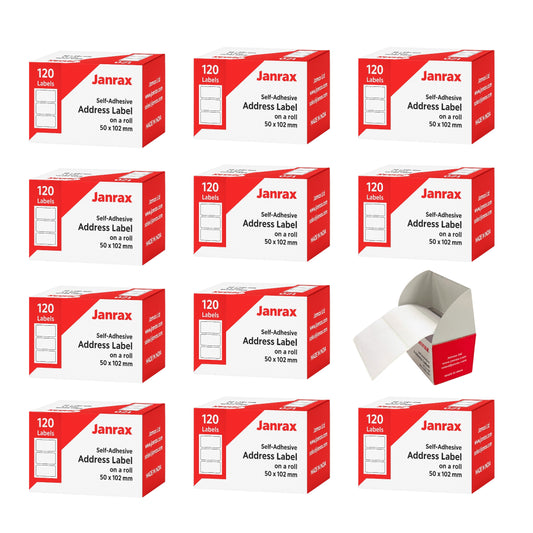 12 Rolls of 120 Self Adhesive Address Labels 50x102mm