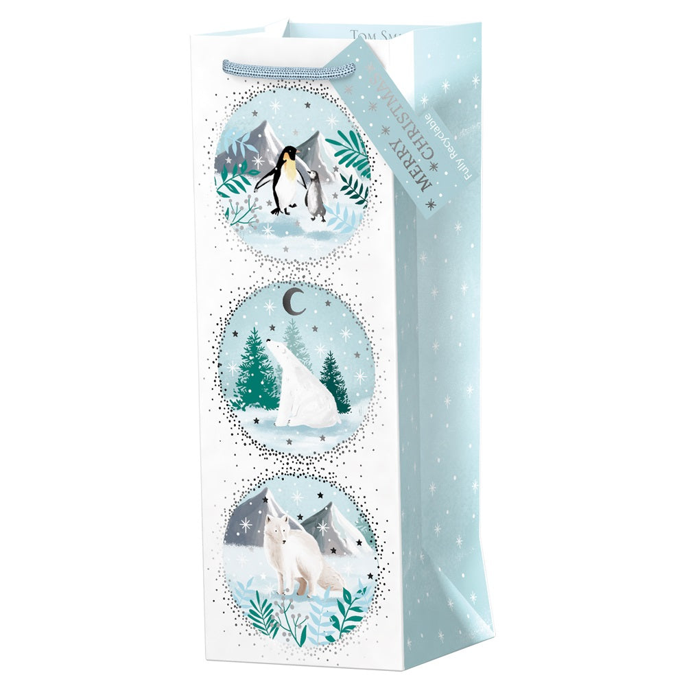 Pack of 6 Arctic Animals Bottle Christmas Gift Bags