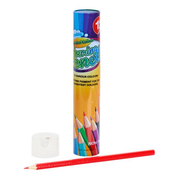 Tube of 12 Assorted Colouring Pencils with Sharpener