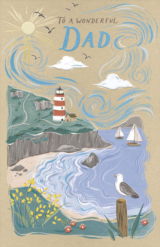 Seaside Scene Design Dad Birthday Card