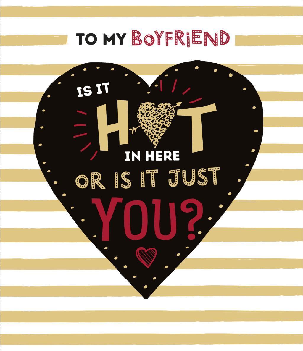 To My Boyfriend Hot Black Heart Valentine's Day Card