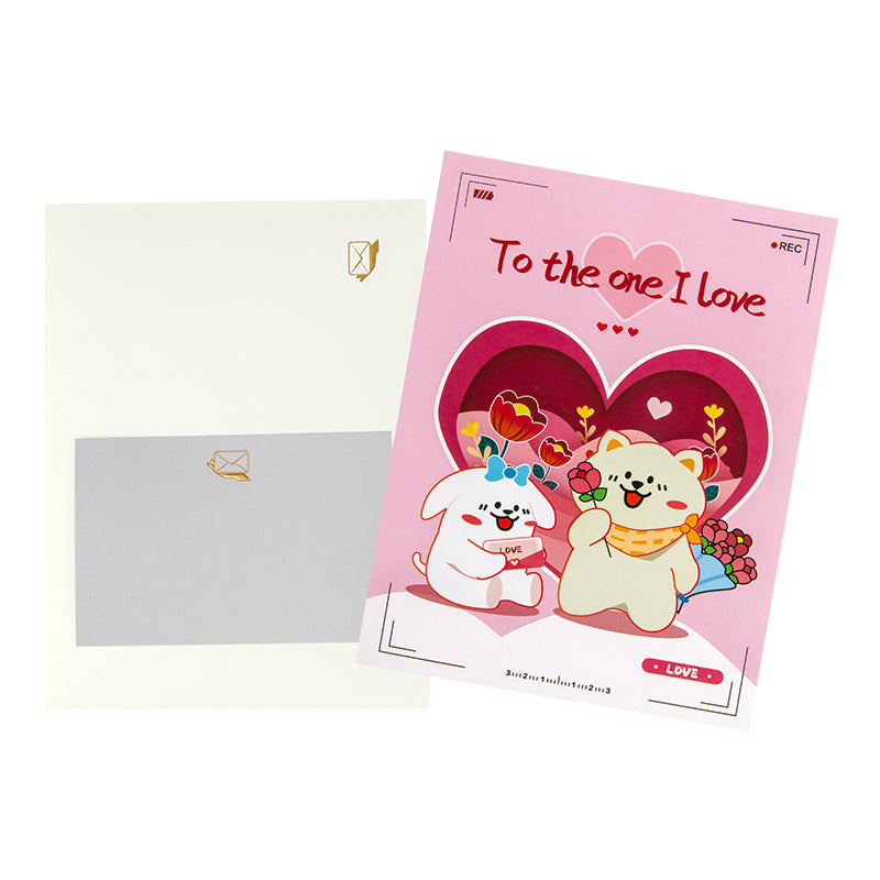 Cute Puppies & LOVE Theme Romantic 3D Pop Up Card