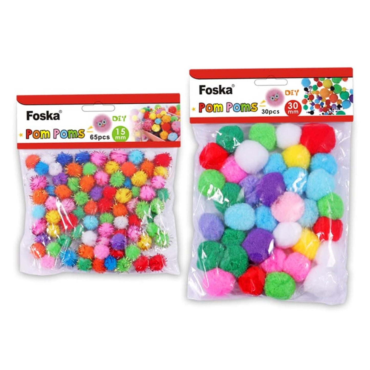 Bag of 100 Pieces 1cm Colorful Flash Pom Pom Balls