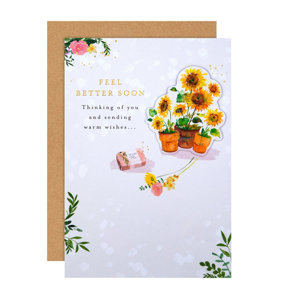 Sunflowers Design Get Well Soon Card