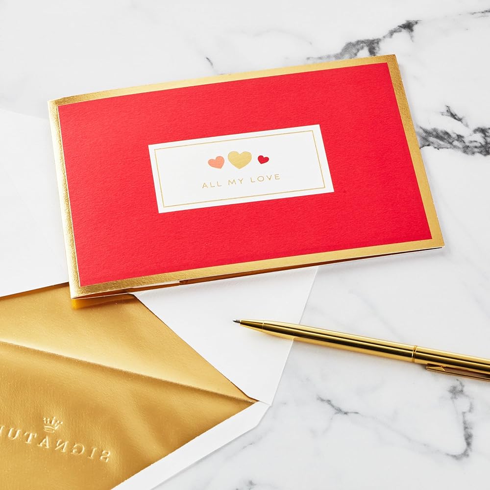 Gold & Red Hearts Design 3D & Pop Up Love Card Anniversary, Valentines, Engagement Birthday