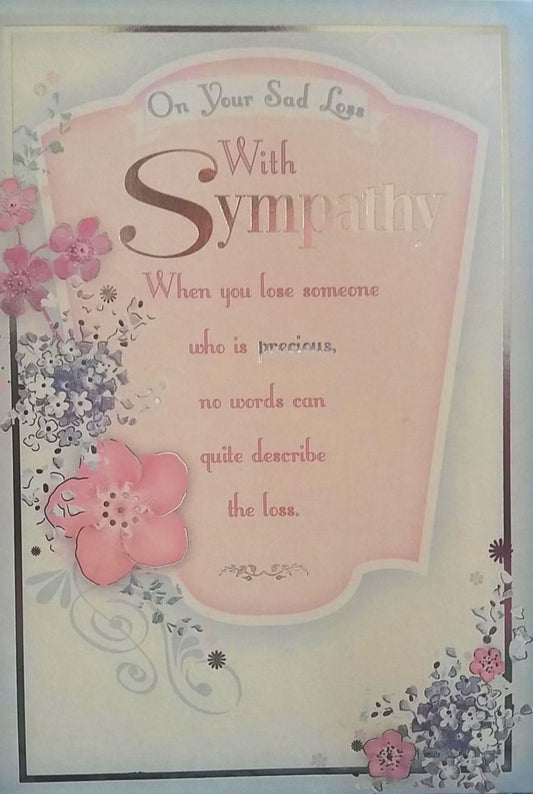 On Your Sad Loss Flower Design Sympathy Greeting Card