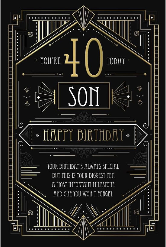 Elegant Geometric Pattern Special Son 40th Birthday Card– Shop Inc