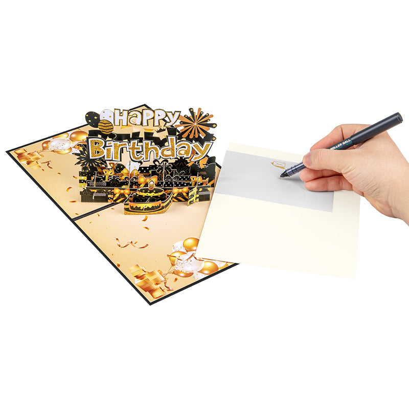 Golden Wishes 3D Pop Up Birthday Card