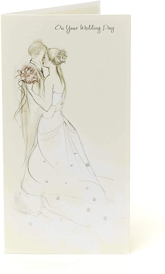 Lovely Couple Hand Finished Wedding Day Congratulations Card