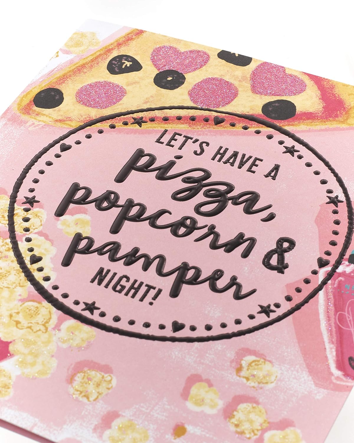 Pizza, Popcorn And Pamper Night Valentine's Day Card