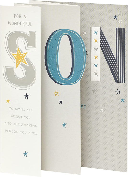 Son Birthday Card Contemporary Design 3 Fold