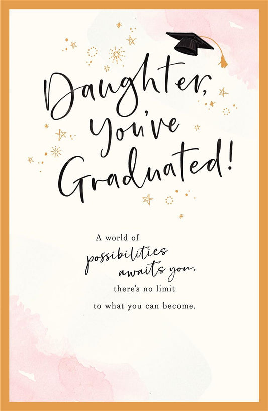 Type With Gold Border Design Daughter Graduation Congratulations Card