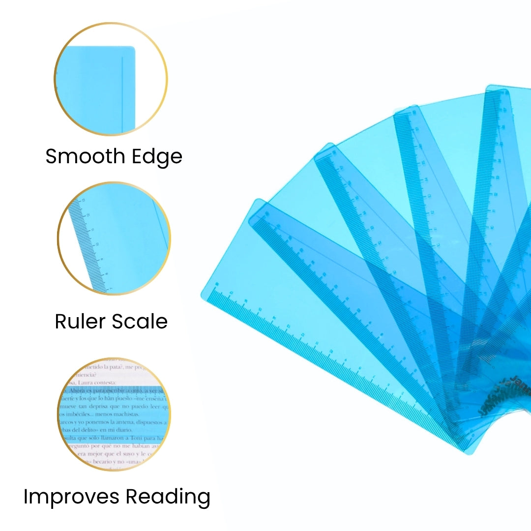Pack of 16 Peach 191x70mm Dyslexia Overlay Reading Rulers – PET Material, Rounded Corners