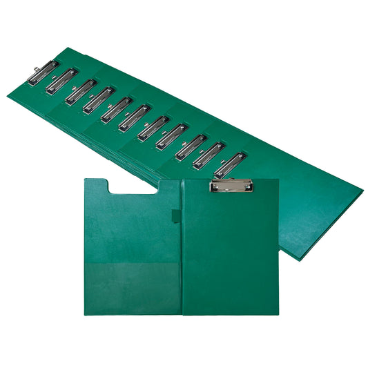 Pack of 12 A4 Dark Green Foldover Clipboards