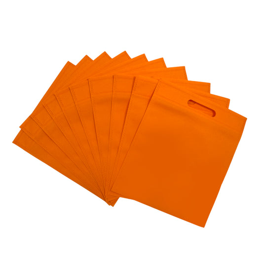 Pack of 25 Orange Coloured 30x25cm Non-Woven Patch Handle Bags
