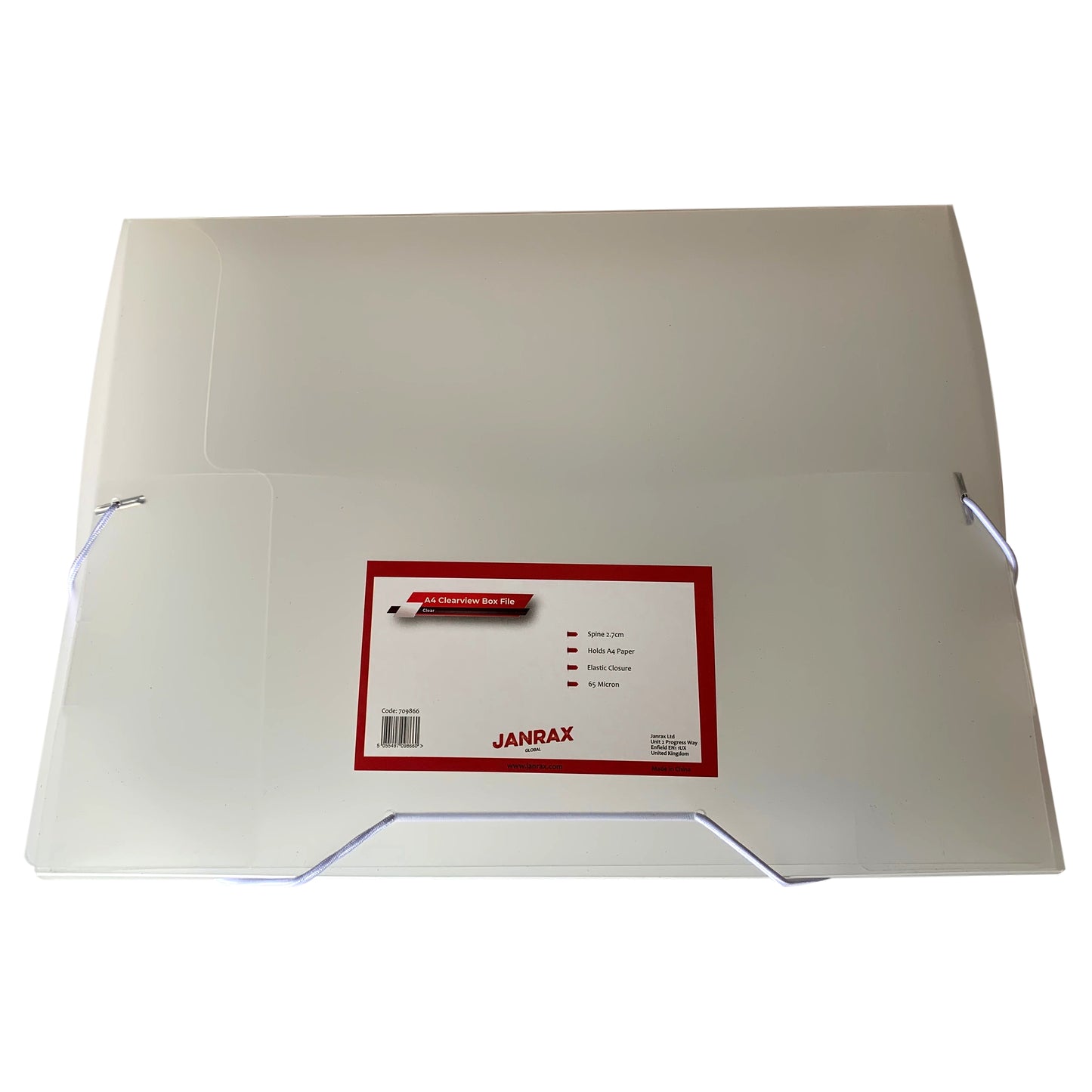 A4 Clear Box File with Elastic Closure