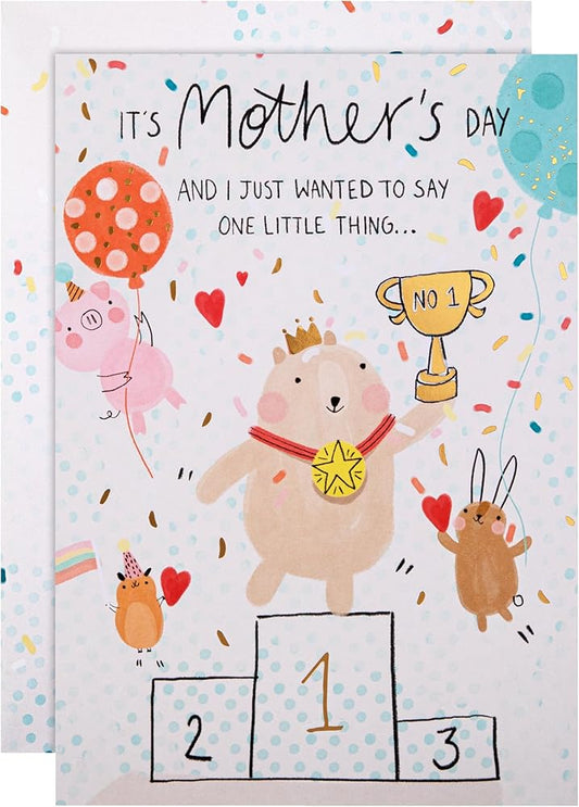 Cute Animals on Podiums Pop Up Design From Son, Daughter Mother's Day Card