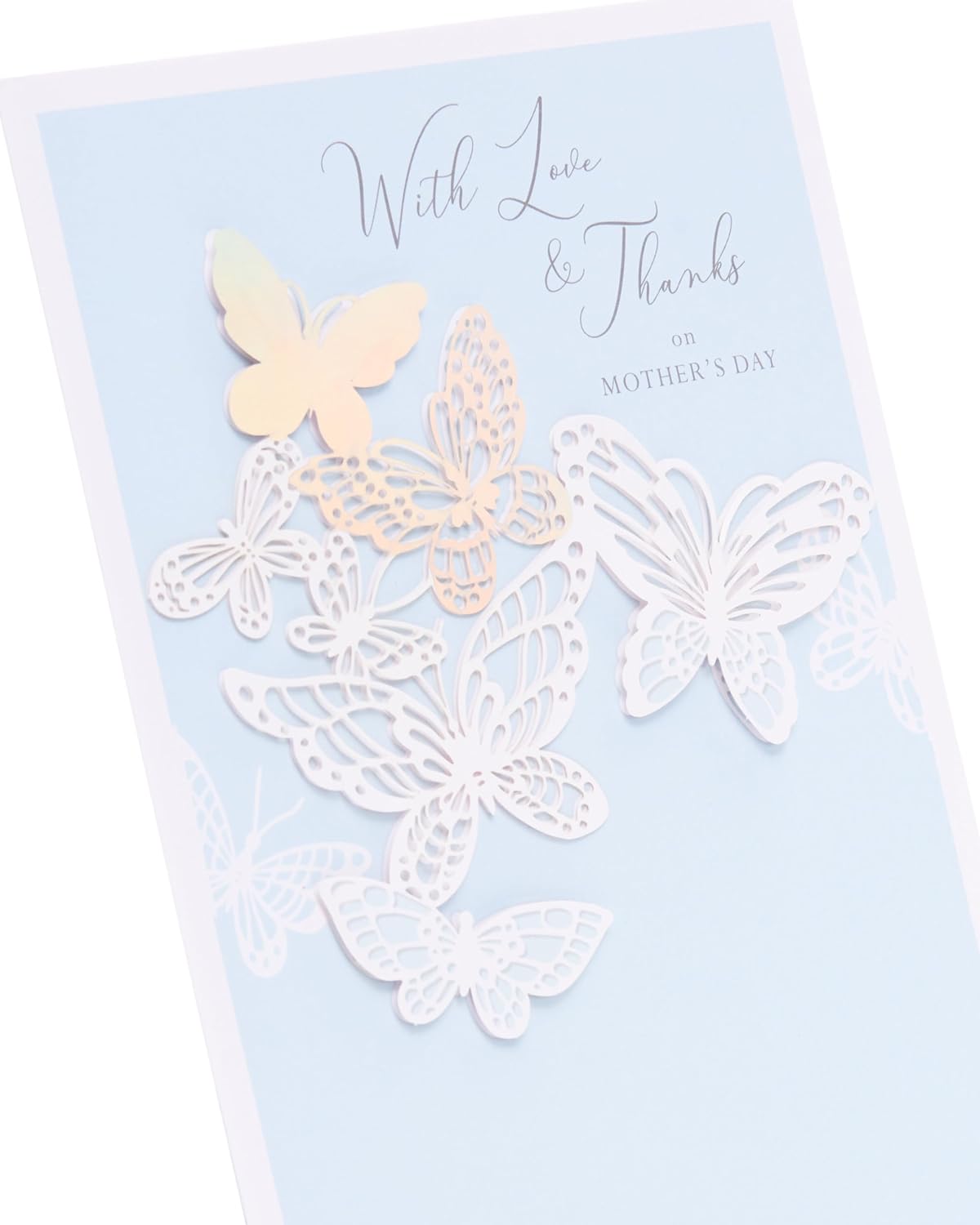 Light Blue Cut Out Butterflies Design Mother's Day Card