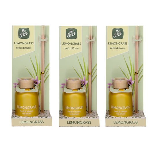 Pack of 3 Pan Aroma Lemongrass Reed Diffusers 50ml