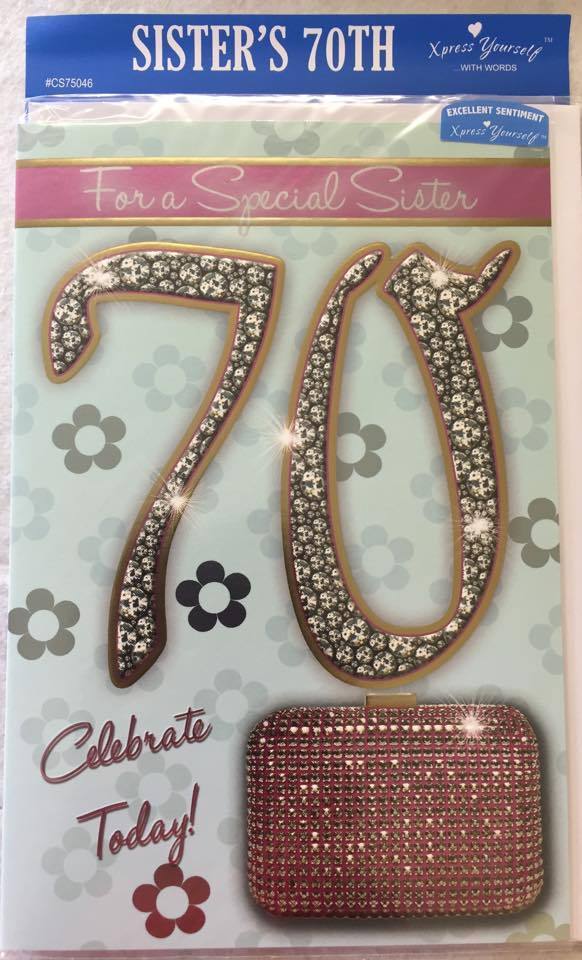 Xpress Yourself Sister 70 Celebrate Today! Medium Sized Style Birthday Card