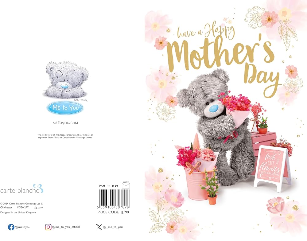 Bear Selling Flowers Photo Finish Mother's Day Card