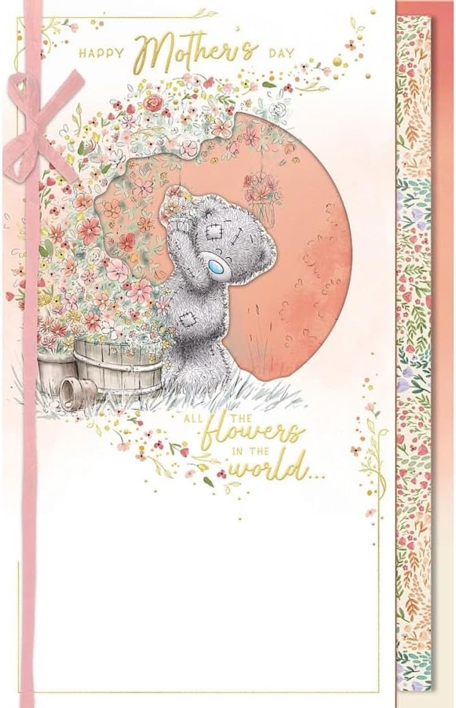 Bear With Jar Of Flowers Happy Mother's Day Handmade Card
