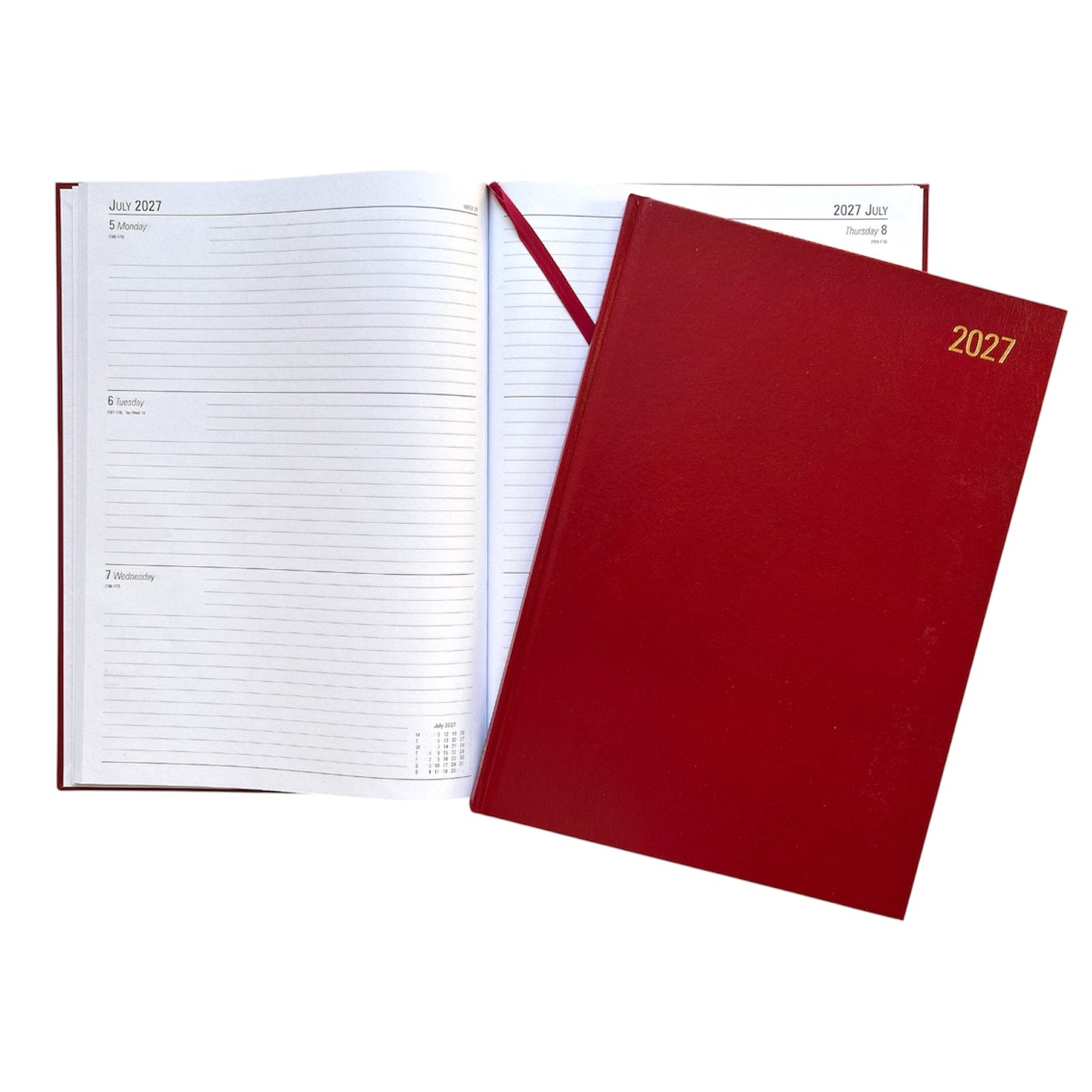Janrax 2027 A4 Week To View Burgundy Desk Diary