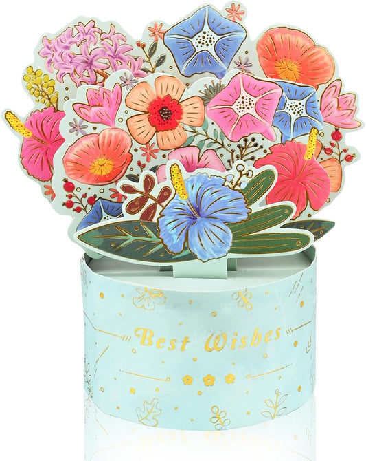 Floral Charm in Blue Vase 3D Pop Up Greeting Card