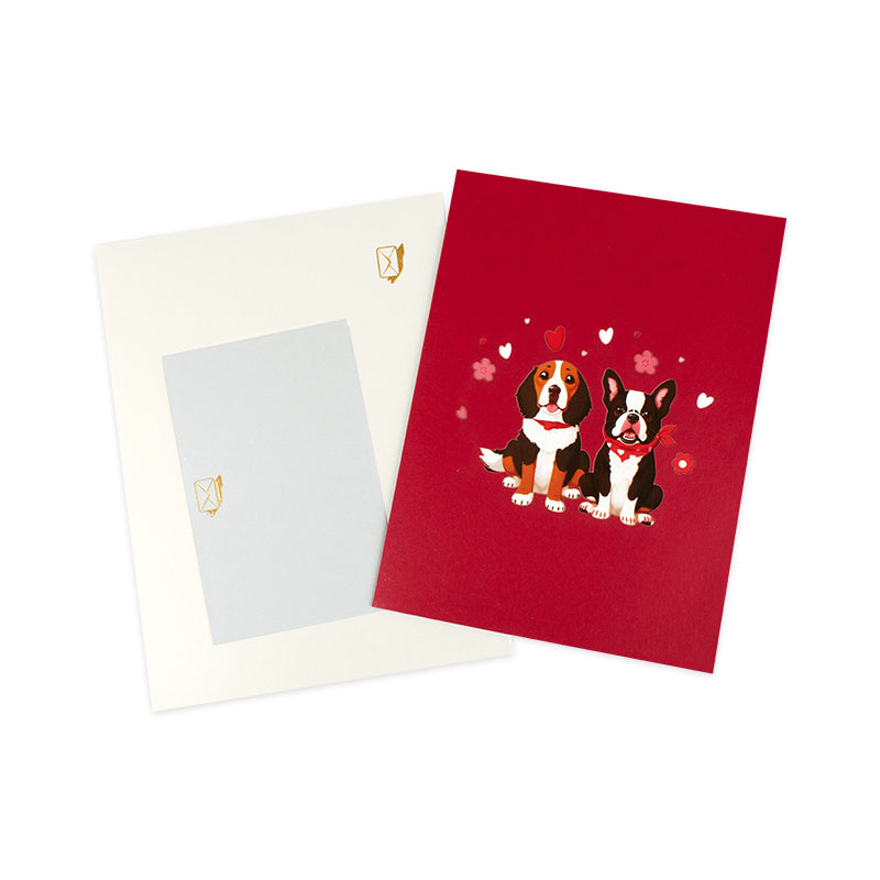 Two Puppy Dogs 3D Pop Up Greeting Card