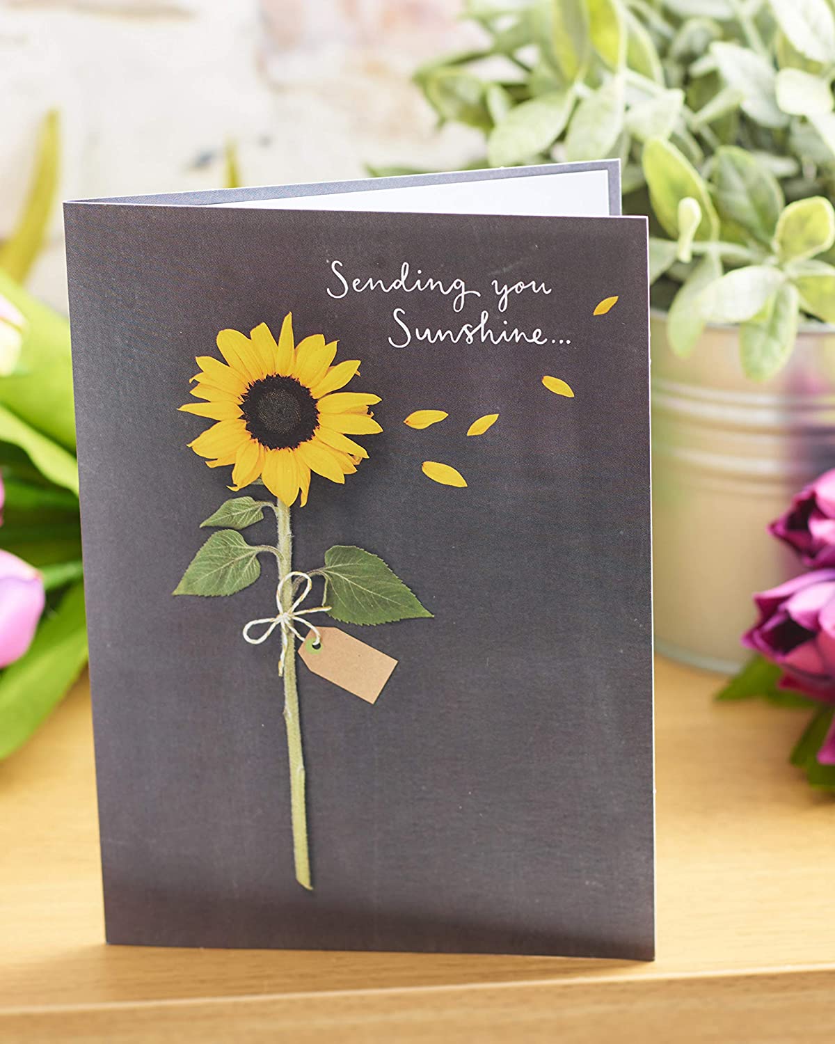 Beautiful Sunflower Greeting Card - Blank Inside Card With Brown Envelope, Made In UK