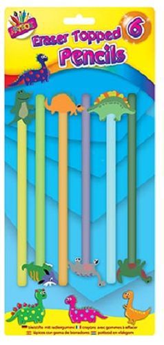 Pack of 6 Eraser Topped Pencils