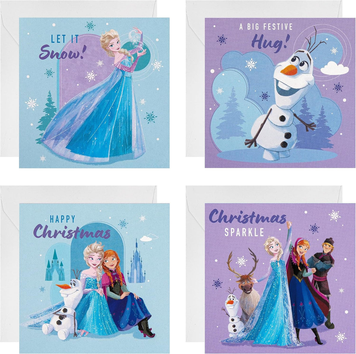 Disney Frozen Pack of 20 in 4 Enchanting Designs Christmas Cards