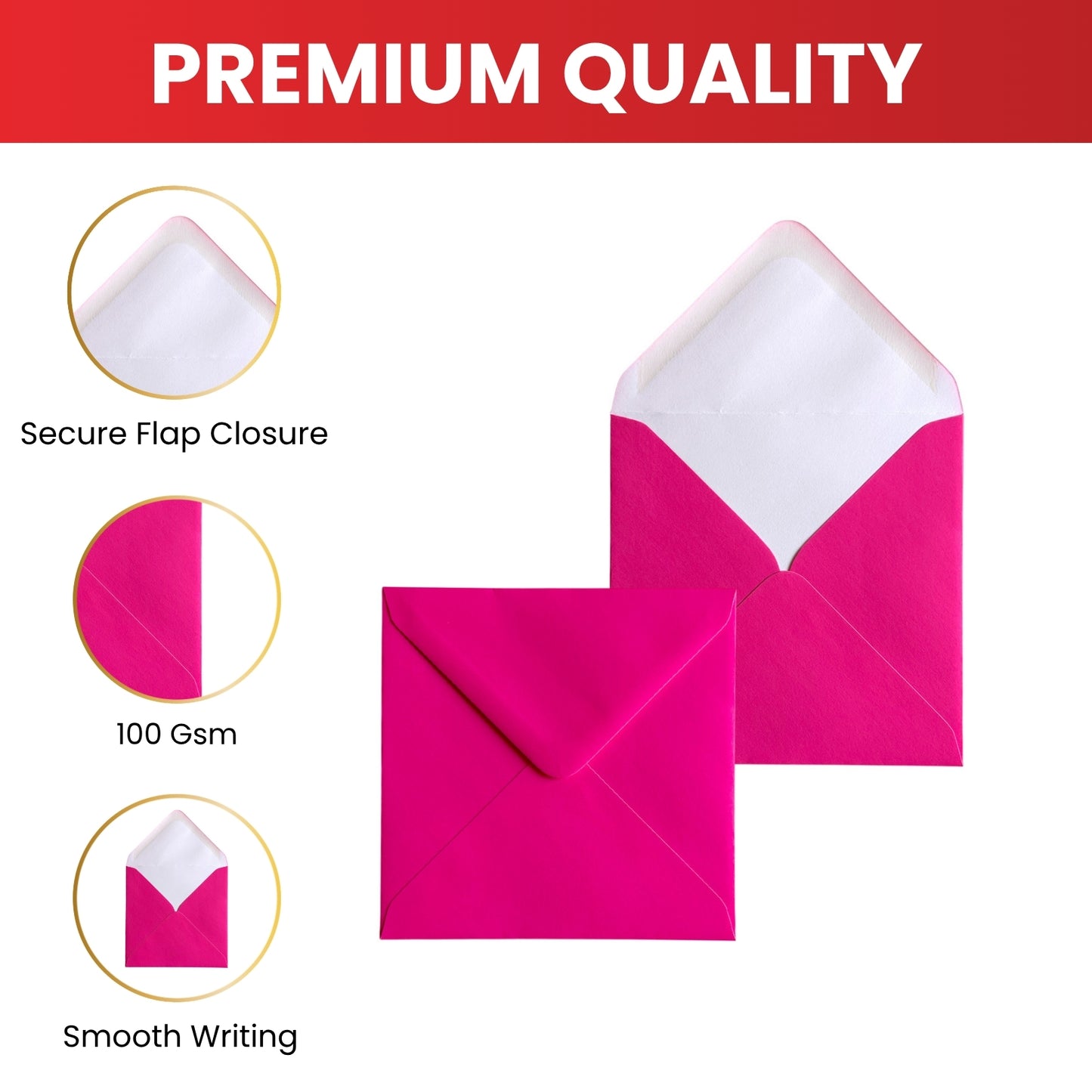 Pack of 1000 Vivid Violet 130x130mm Gummed Envelopes