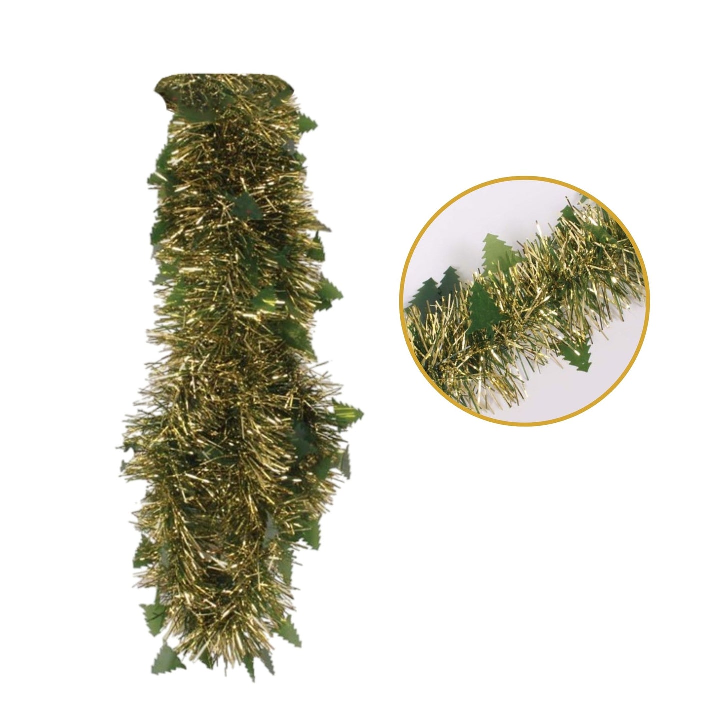 Pack of 12 2m Christmas Die Cut Xmas Tree Tinsel - Gold