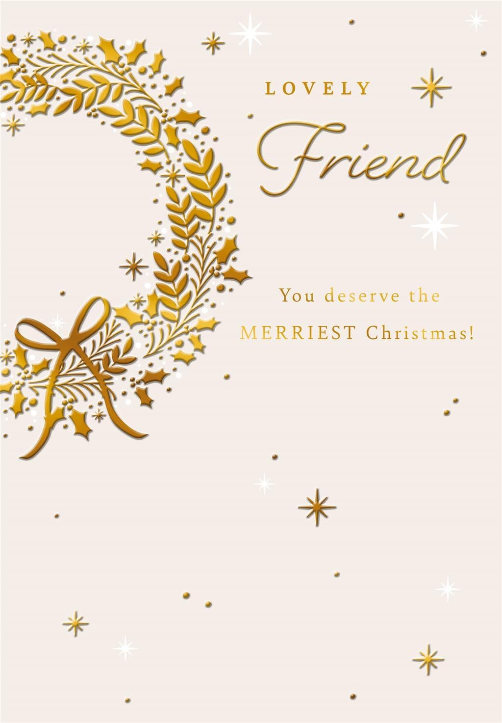 Gold Wreath Design Lovely Friend Christmas Card
