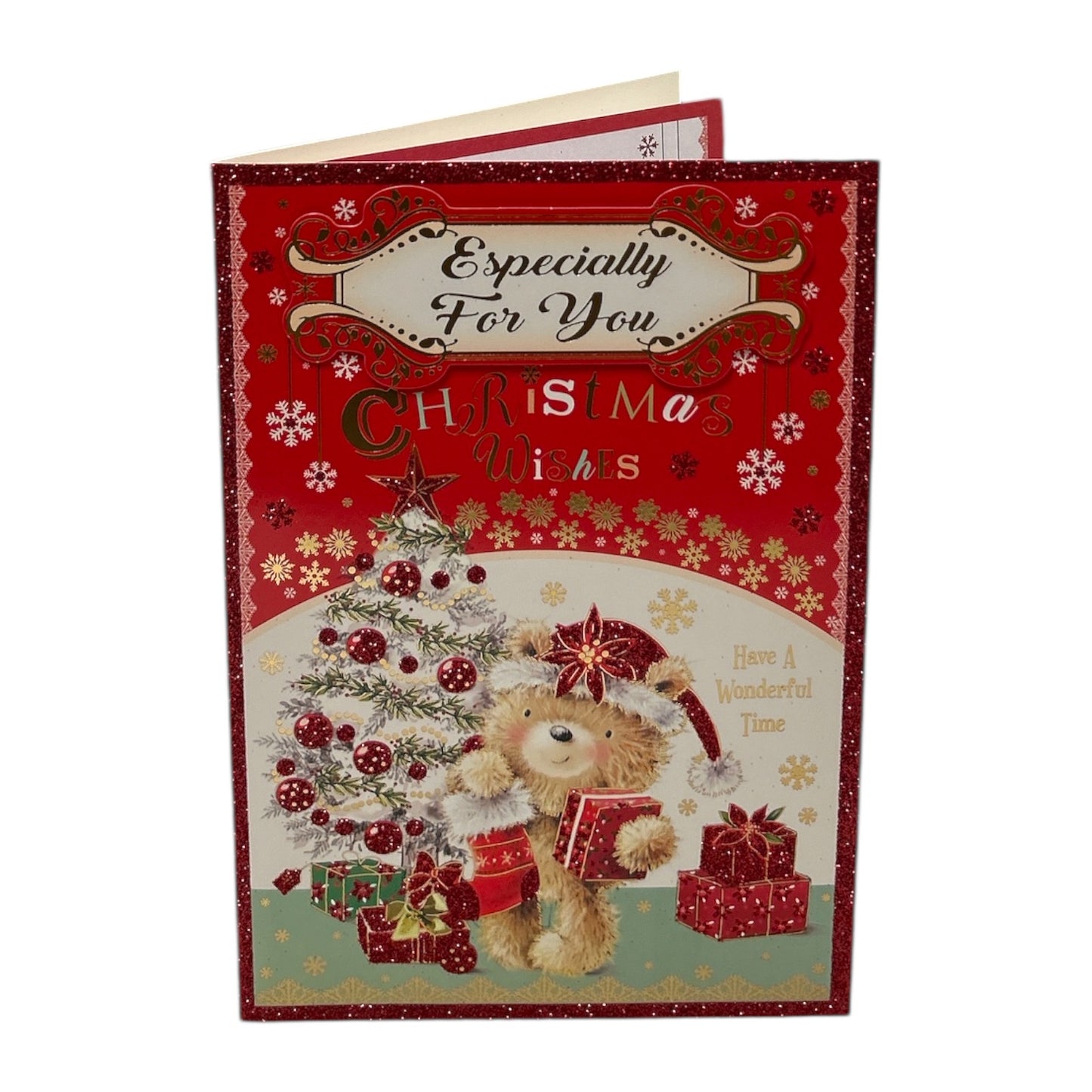 Especially For You Teddy With Stocking and Gift Design Christmas Card