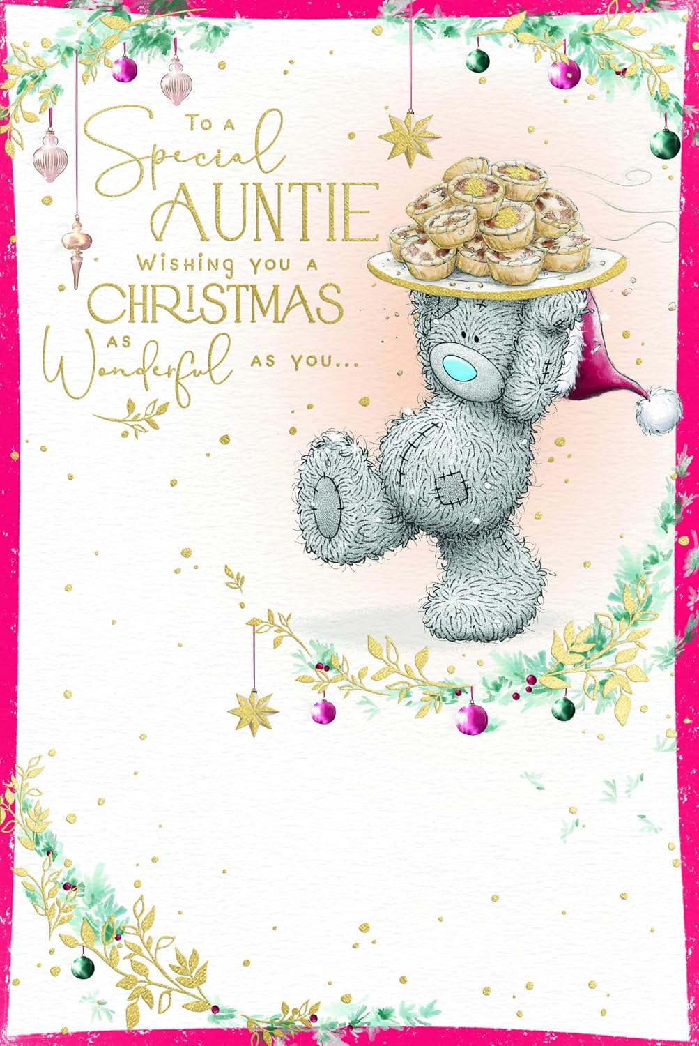 Bear With Plate Of Mince Pies Special Auntie Christmas Card