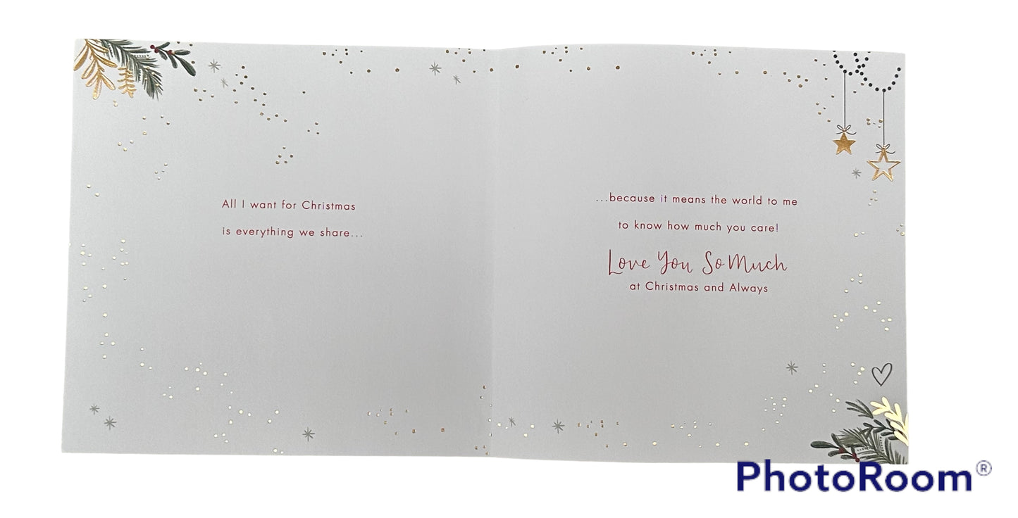 Partner Luxury Christmas Card Heart Wreath Design 