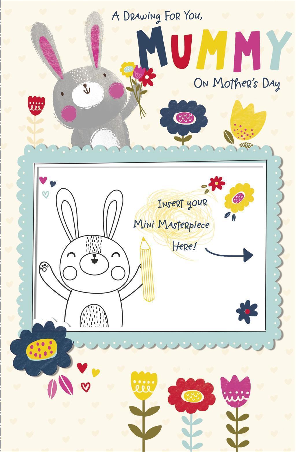 Mummy Picture Frame Cute Rabbit Lovely Verse Mother's Day Card