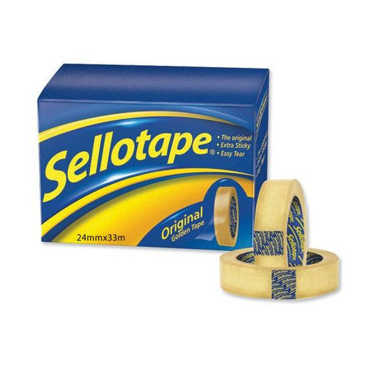 Pack of 6 Sellotape Original Golden Tape 24mmx33m