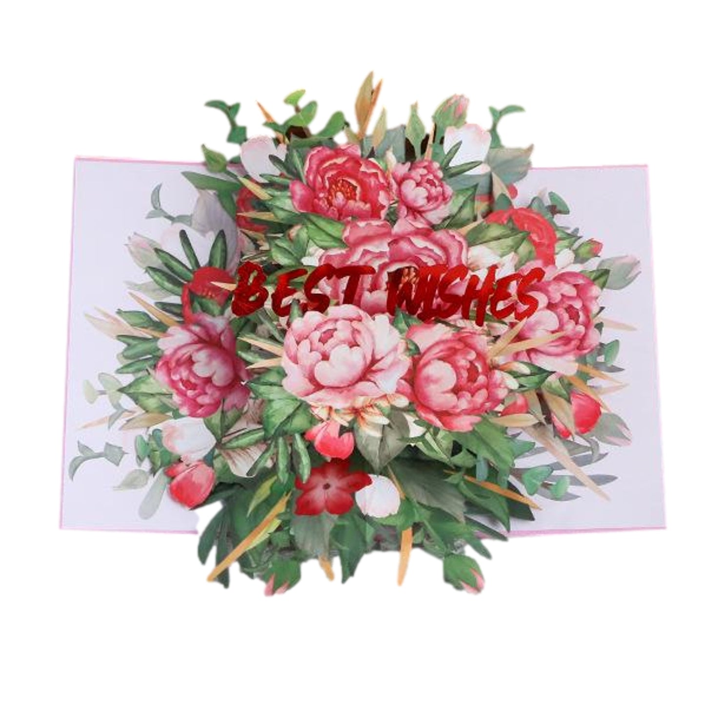 Pink Wrapped Rotating Peony 3D Pop Up Greeting Card