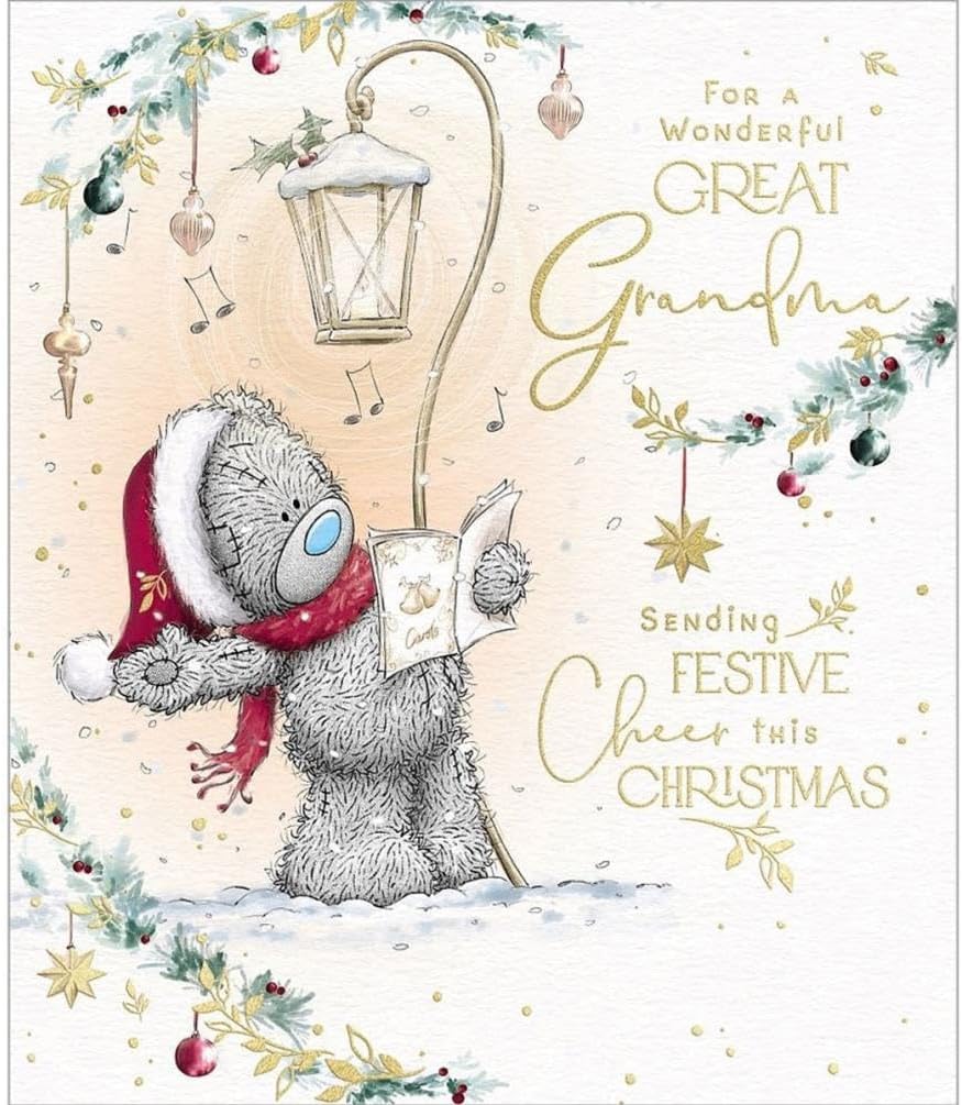Bear Singing Carols Wonderful Great Grandma Christmas Card