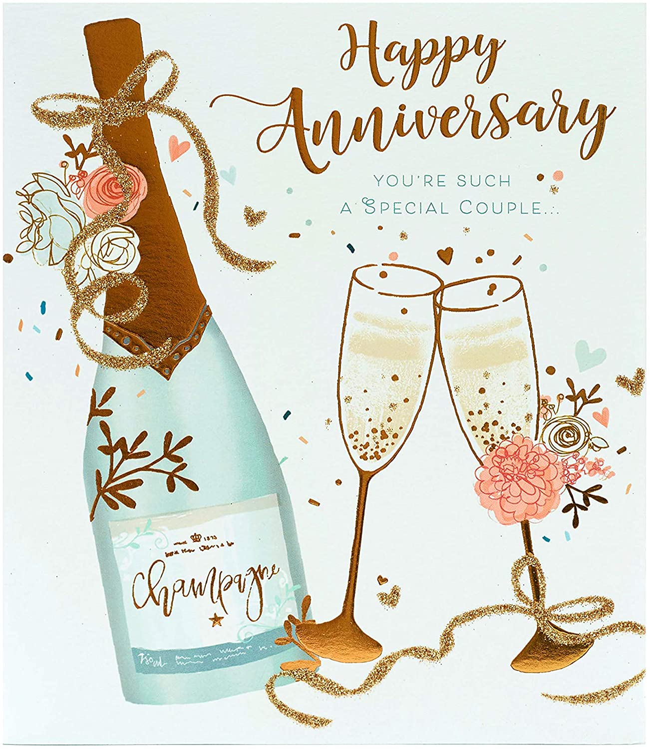 Champagne Gold Foil Design Special Couple Wedding Anniversary Card