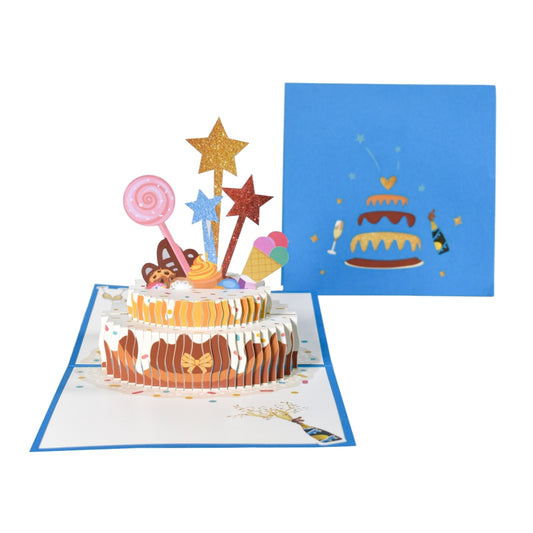 Blue Cake and Sprinkles Design 3D Pop Up Birthday Card