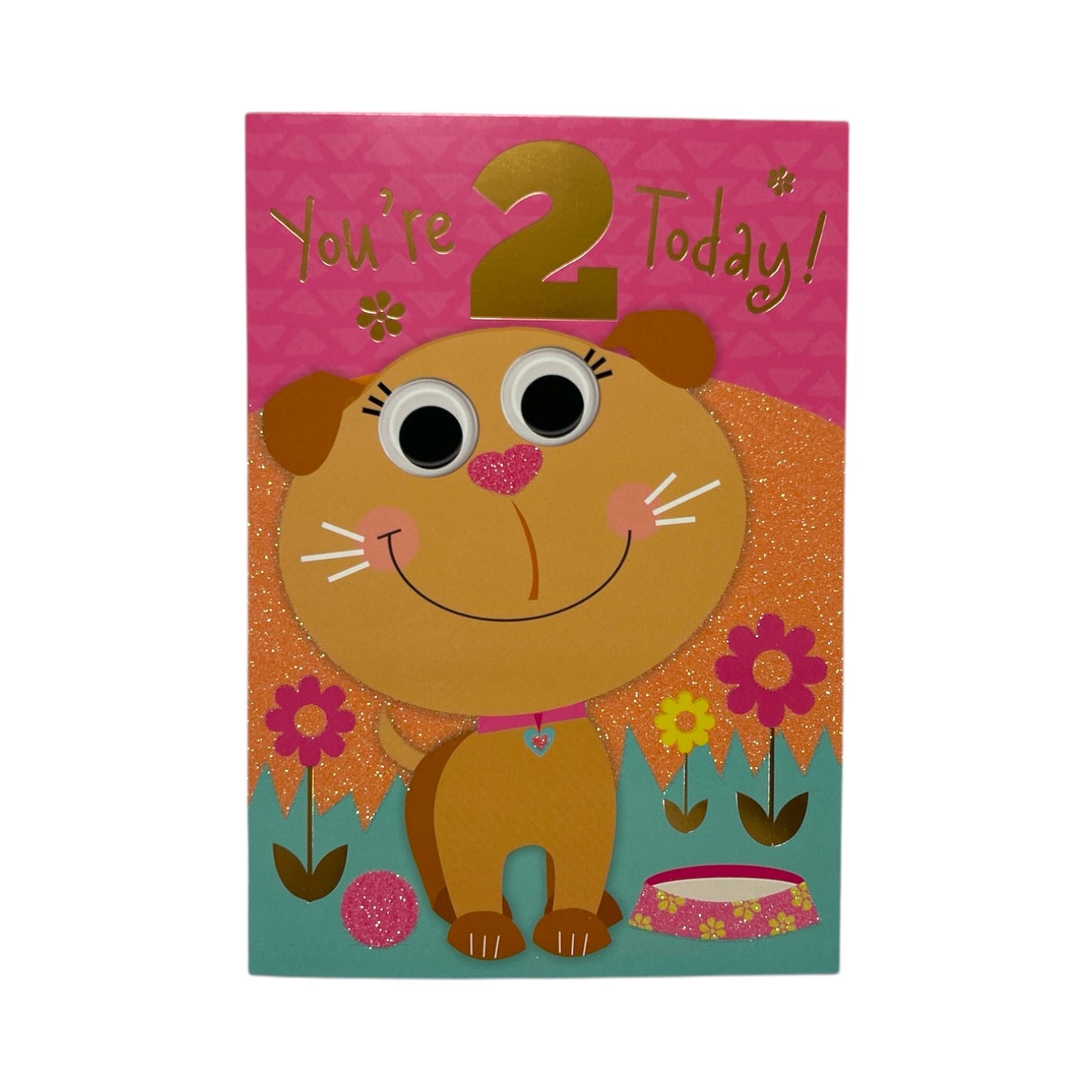Age 02 Juvenile Cute Dog Design Birthday Card
