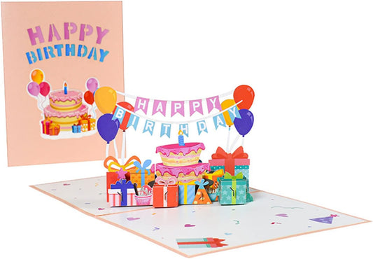 Flag Pulling Birthday Party 3D Pop Up Greeting Card